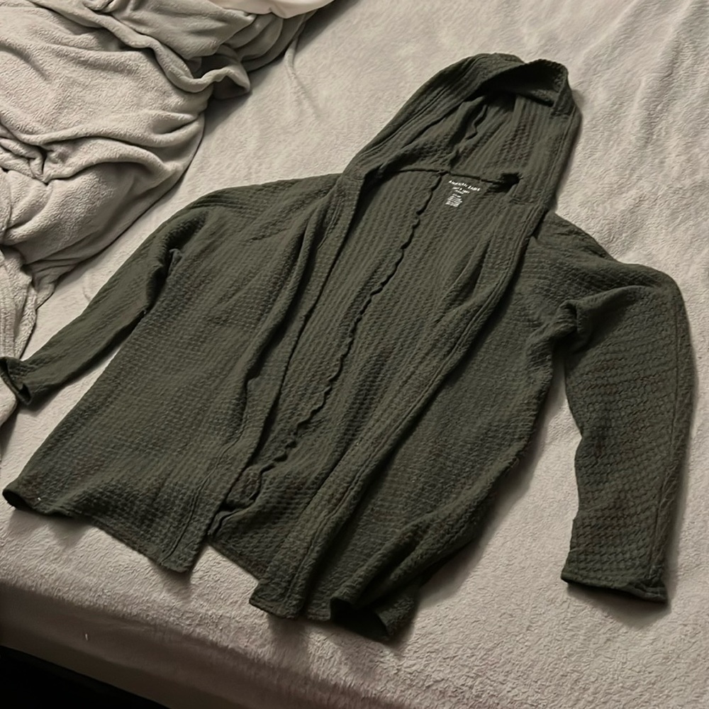 American Eagle, Size Small, Hooded Cardigan, Waffle, Green, Worn 1 time